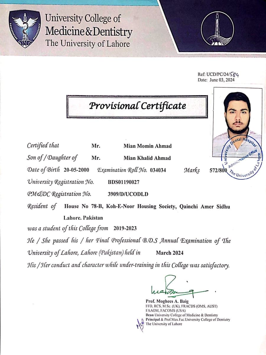Dental Workshop Certificate